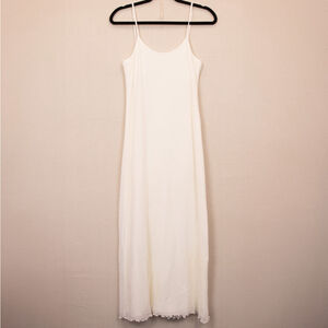 90s Petit Pois white sheer midi slip dress-M